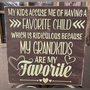 MY GRANDKIDS ARE MY FAVORITE 12” Square Distressed/Vintage Style Wood Sign